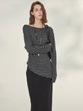 Striped Tops Or Stretch Slim Skirt_BDHL7739