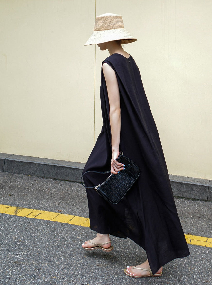 Loose Slit Sleeveless Dress_BDHL6266