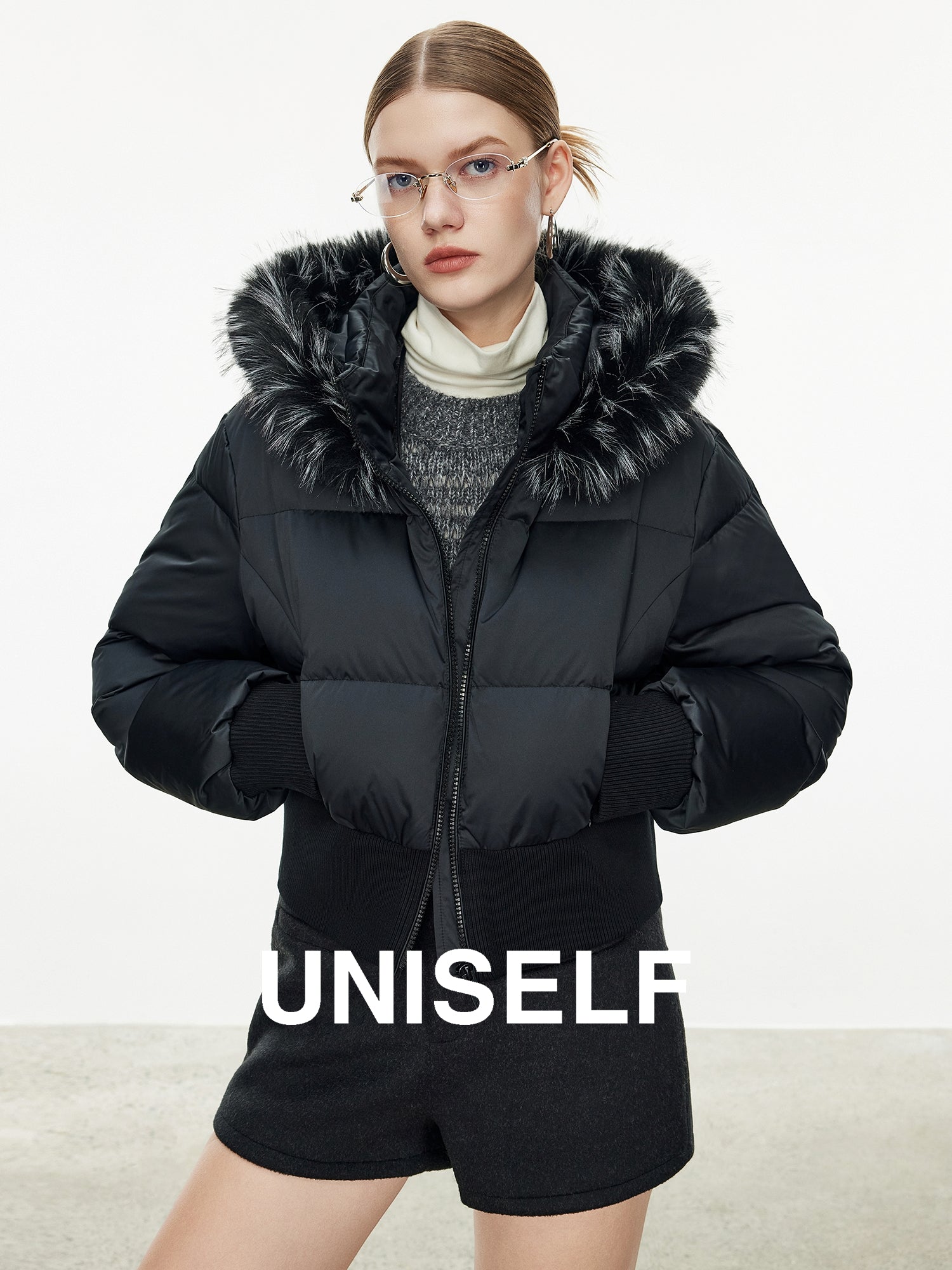 Fur Collar Hooded Down Jacket_BDHL7974