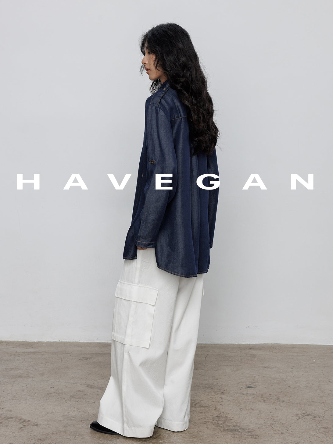 Denim Long-Sleeved Denim Shirt_BDHL7710