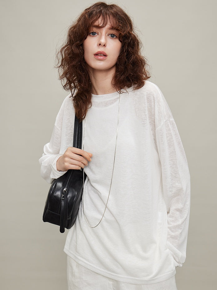 Loose Long-Sleeved Sheer Tops_BDHL6328