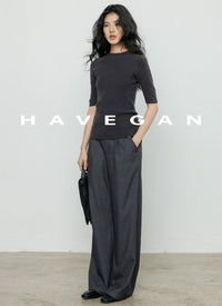 High Neck Slim Knit Tops_BDHL7230