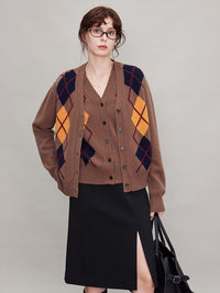 Argyle Knitted Vest Or Cardigan_BDHL6630