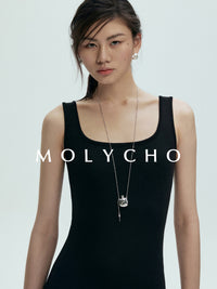 Square Neck Sleeveless Dress_BDHL7397