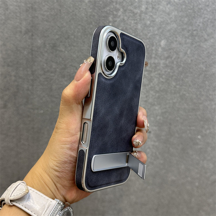 Sleek Edge Metallic Phone Case Shockproof with Hidden Support_HL3264