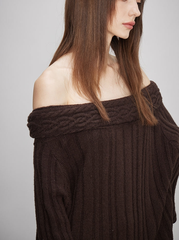 Off-Shoulder Knit Tops Or Knit Waist Skirt_BDHL7992