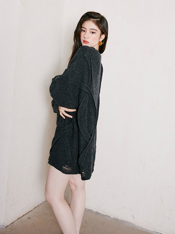 Dark Gray Loose Large Knit_BDHL6745