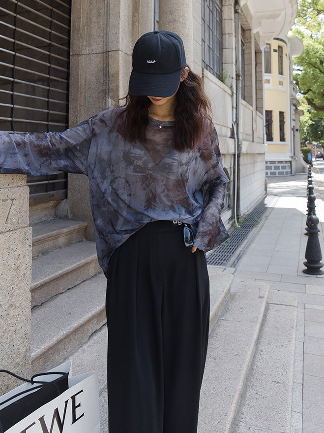 Thin Mesh Long-Sleeved Tops_BDHL7534