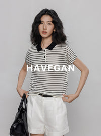 Polo Collar Border Tops_BDHL7232