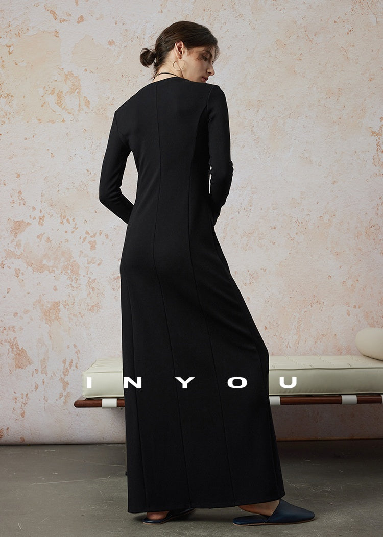 Tucked Slim Long Dress_BDHL6667