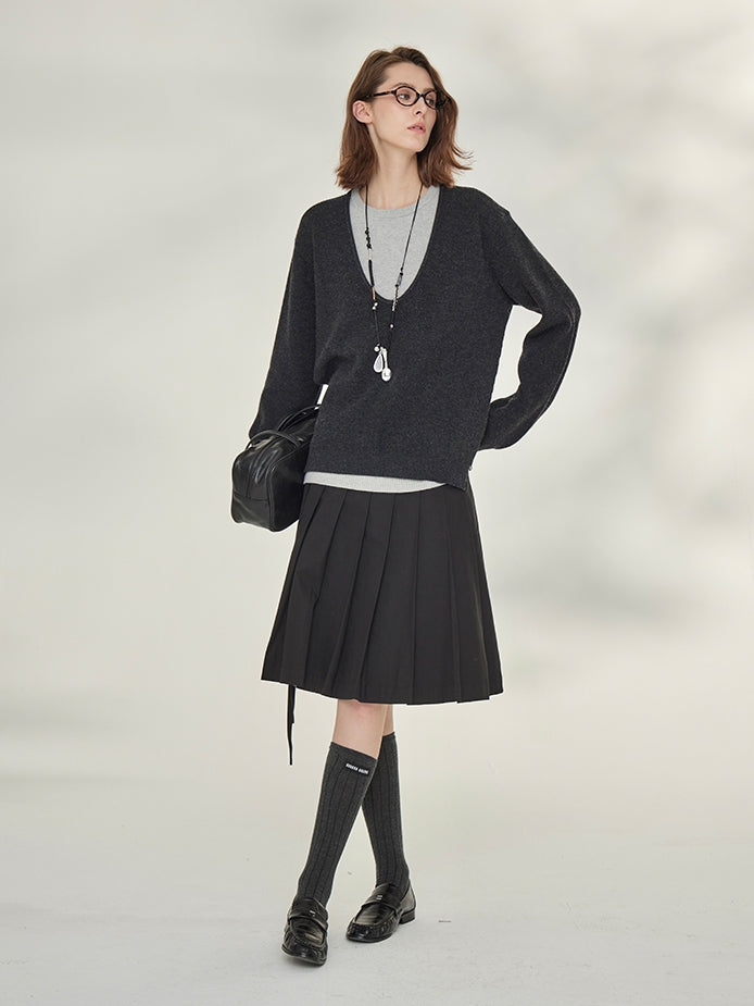 Two-Piece Style U-Neck Knit Tops_BDHL7746