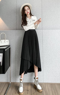 Irregular A-Line Pleated Skirt_BDHL7219