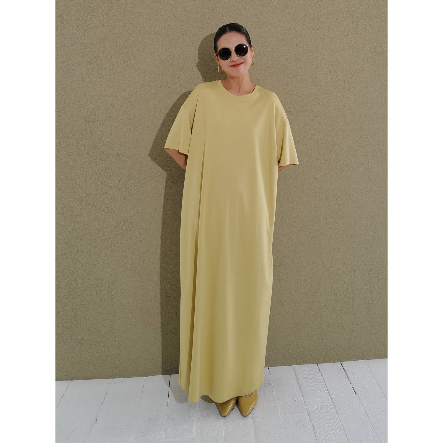Lyocell Short-Sleeve Maxi Dress_BDHL8291