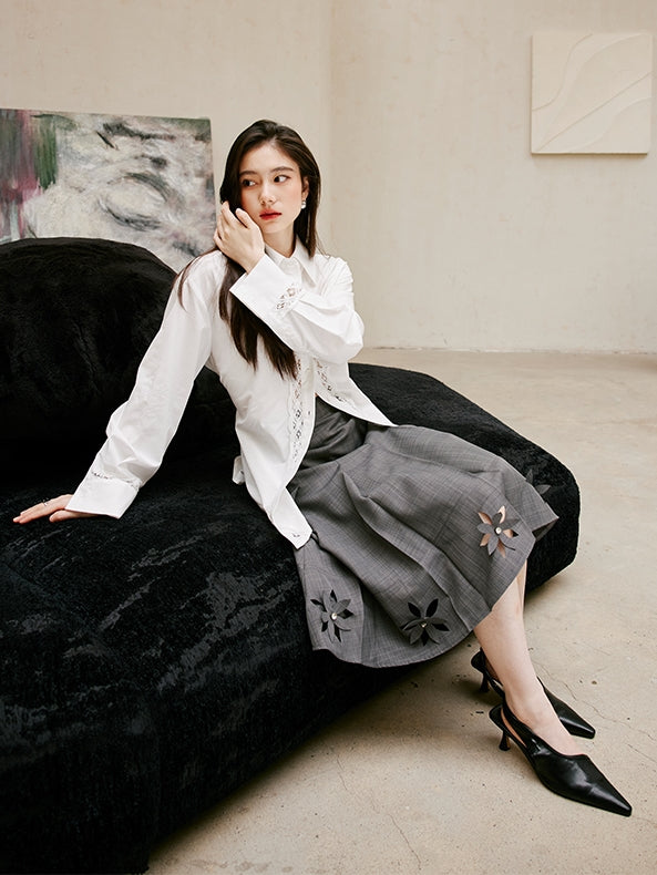 3D Hollow Pleated Skirt_BDHL6750