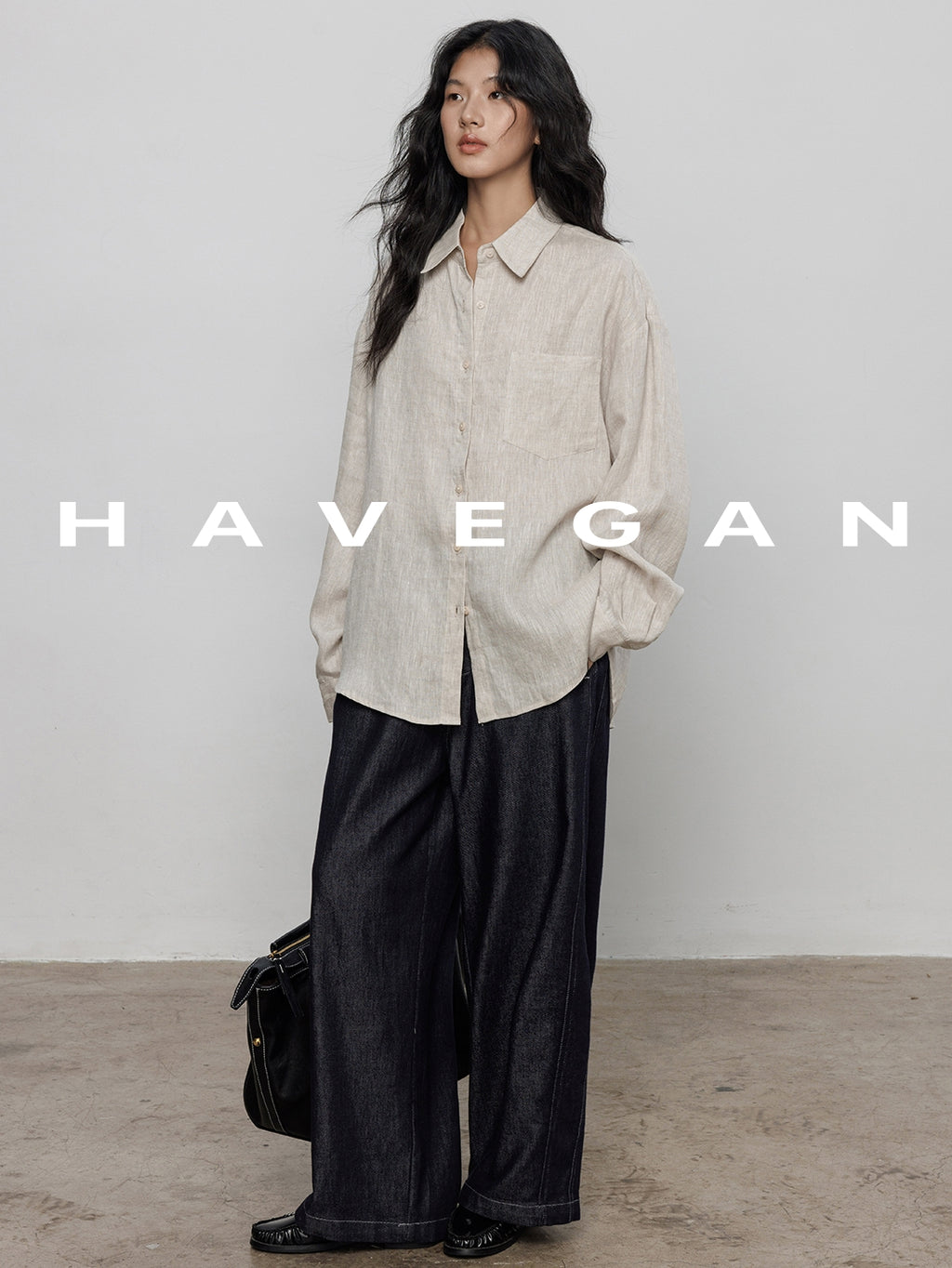 Wash-Finished Denim Wide-Leg Pants_BDHL7695