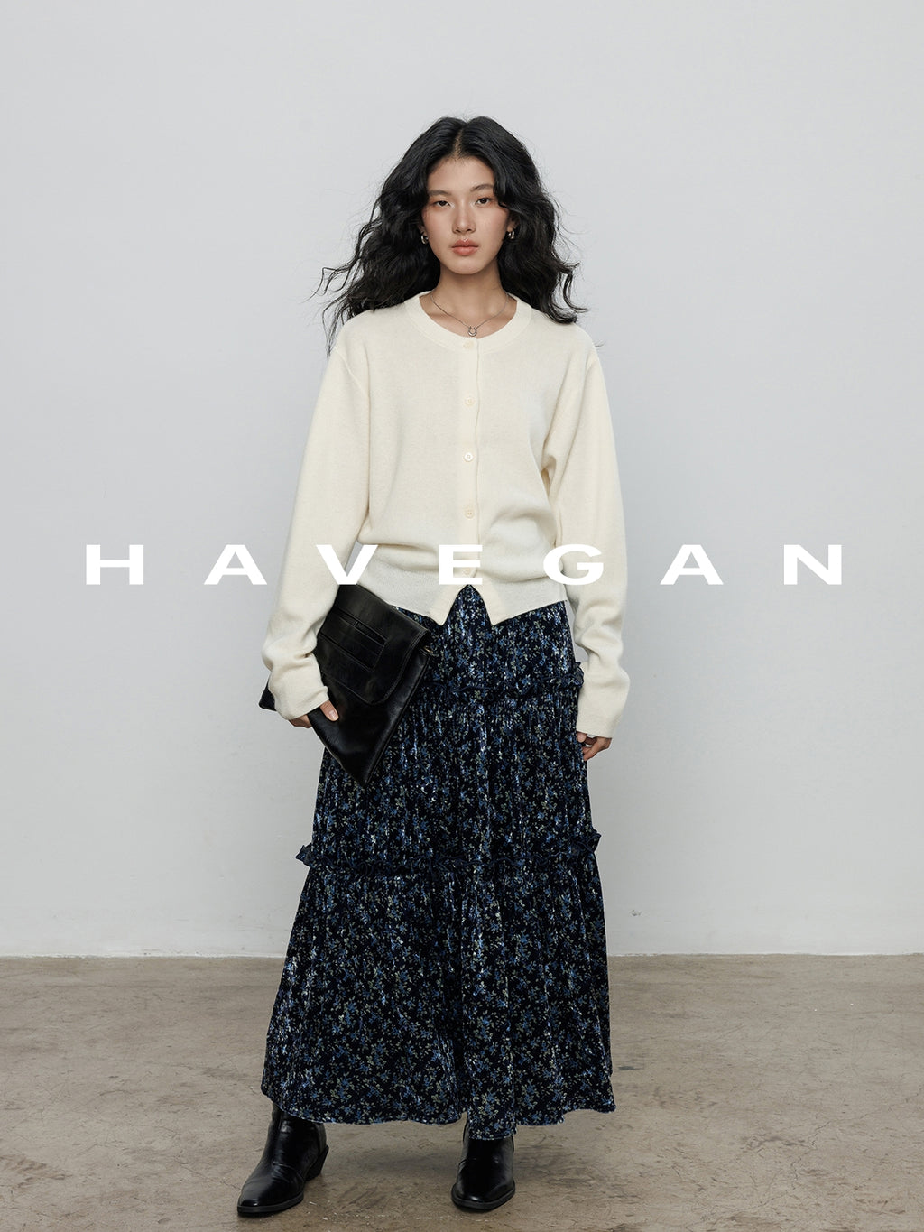 Retro Floral Print A-Line Skirt_BDHL7897