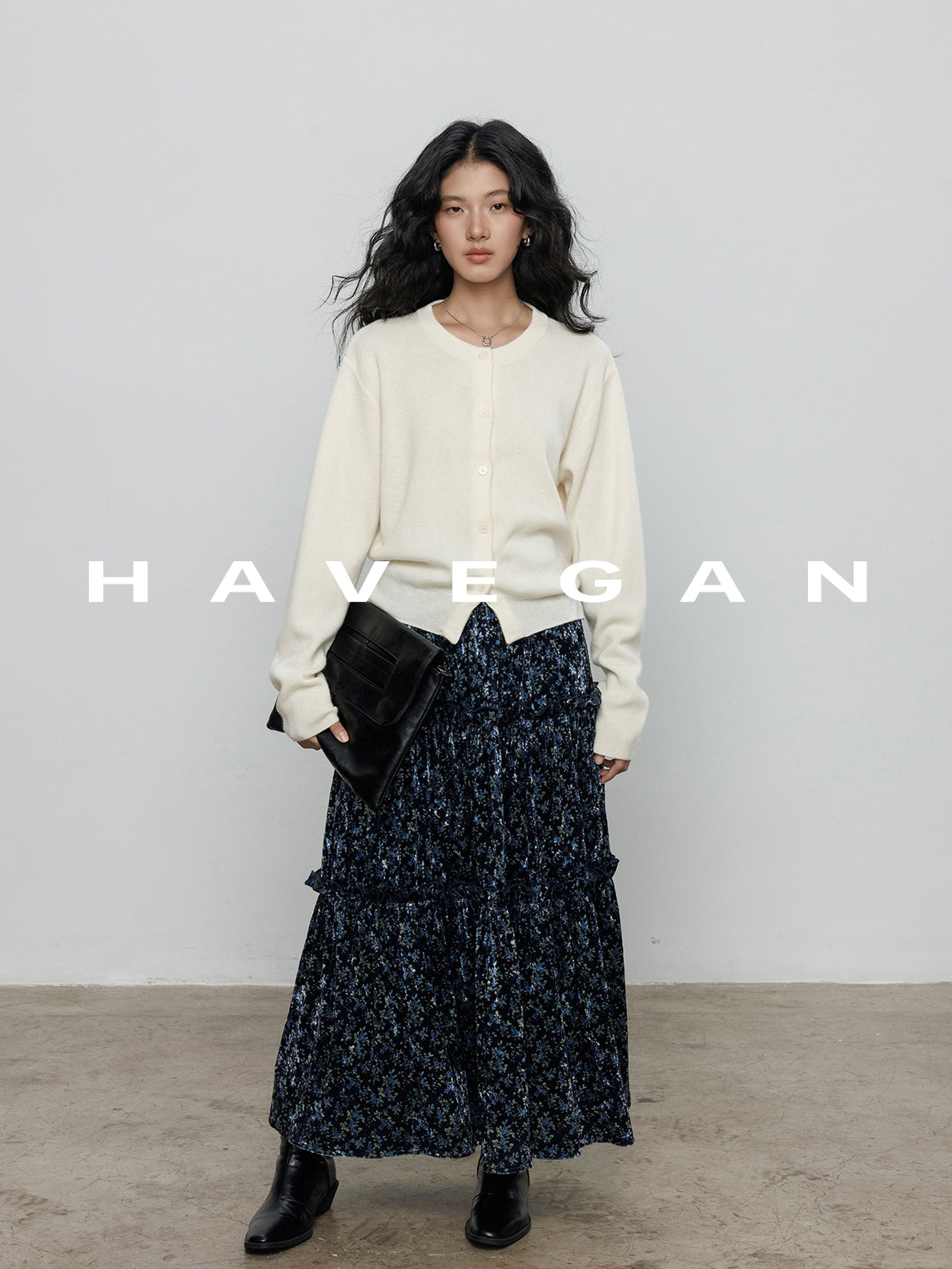 Retro Floral Print A-Line Skirt_BDHL7897