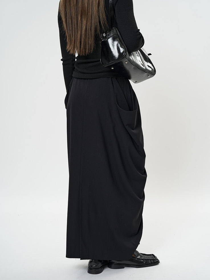 Irregular Pleated Long Skirt_BDHL6898