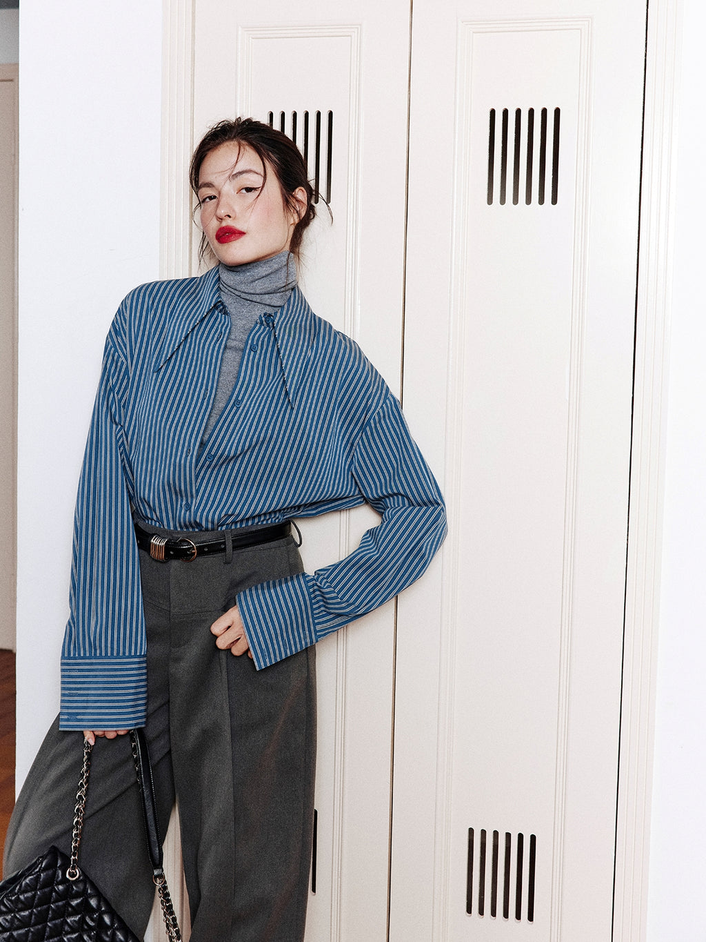 Stripe Waist Corset Shirt_BDHL8000