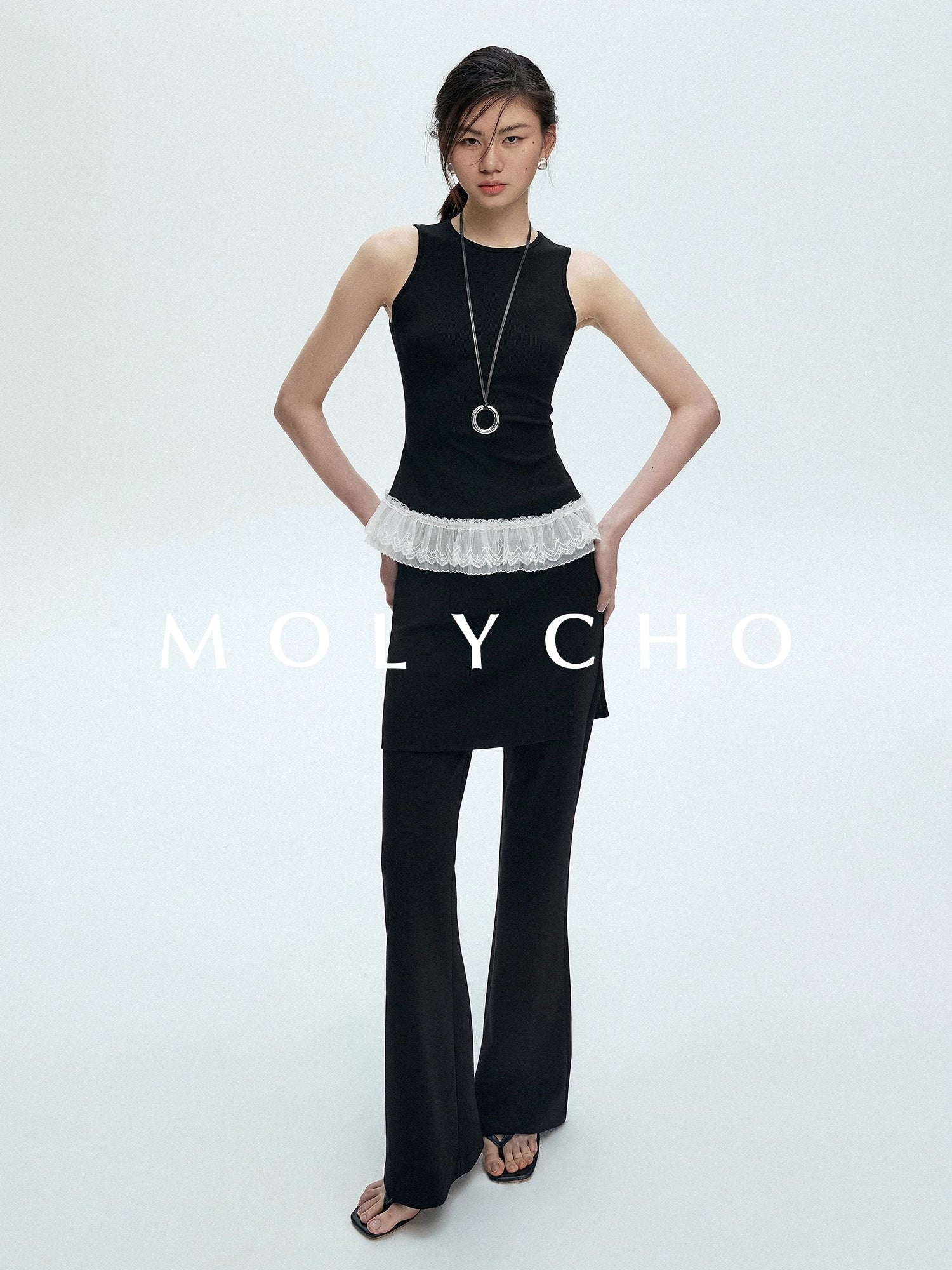 Lace Hem Lace Backless Tops_BDHL7425