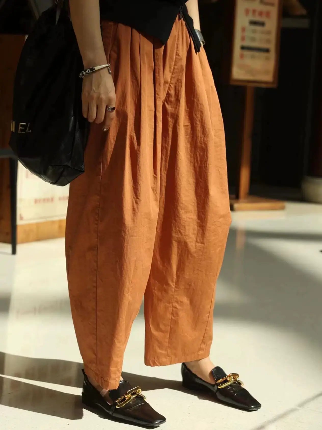 Elastic Waist Balloon Pants_BDHL7514