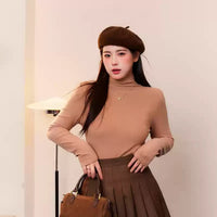 Half Turtleneck Collar Slim Tops_BDHL6834