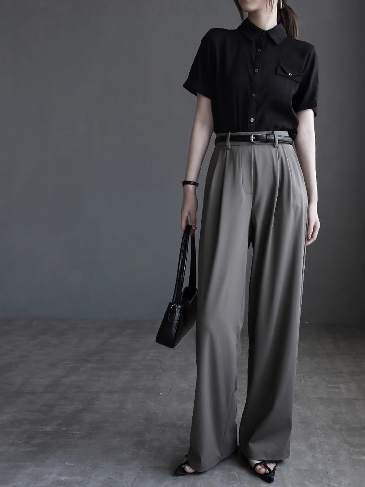 Slim Drape Straight Pants_BDHL7415