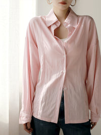 Back Button Drape Shirt_BDHL7020