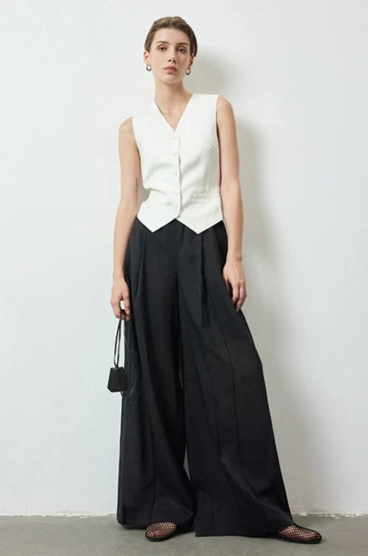 High Waist Draped Mop Pants_BDHL6150