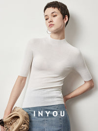 Half-Turtleneck Skinny Tops_BDHL6358