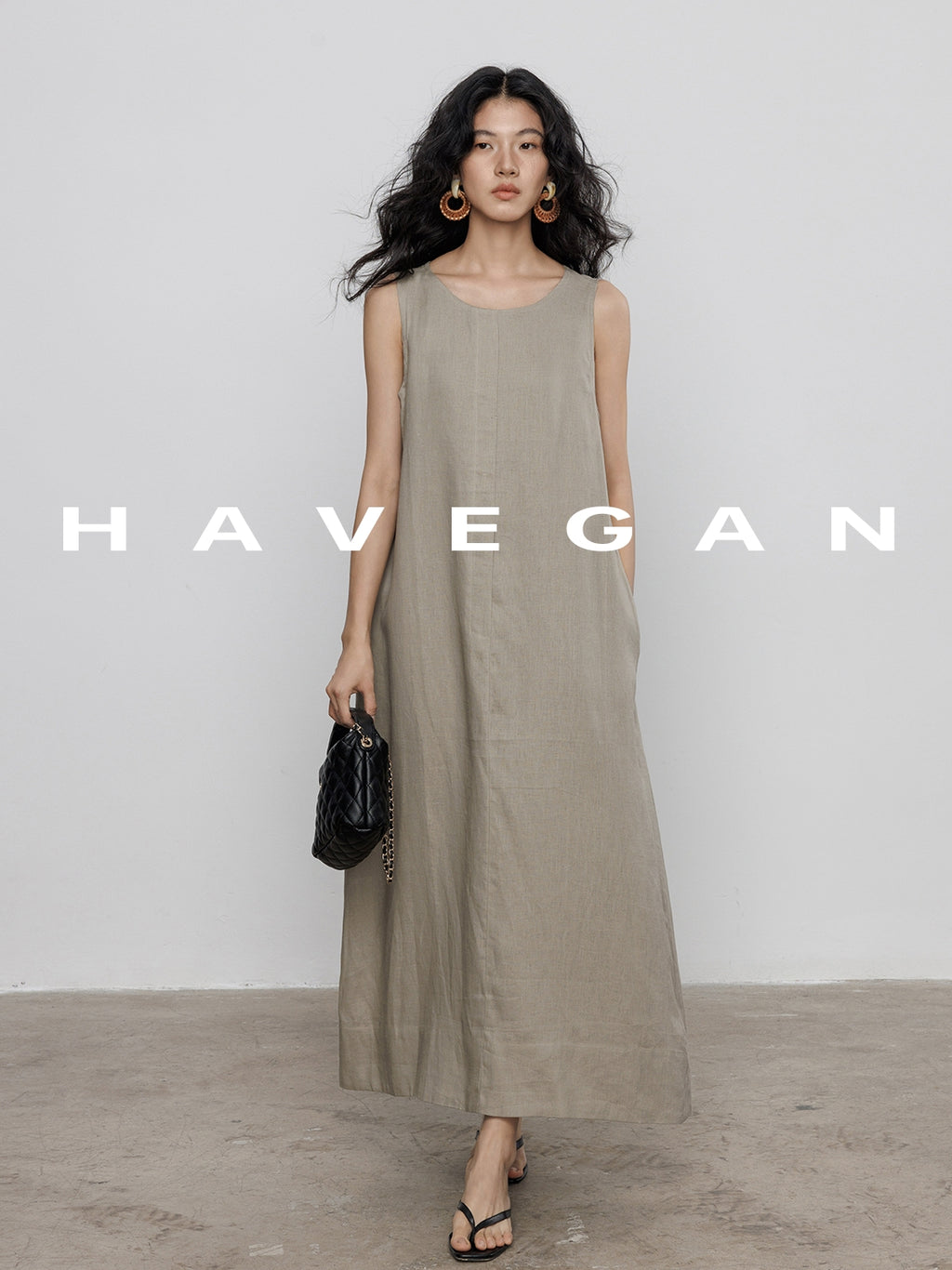 Round Neck Sleeveless Dress_BDHL7585