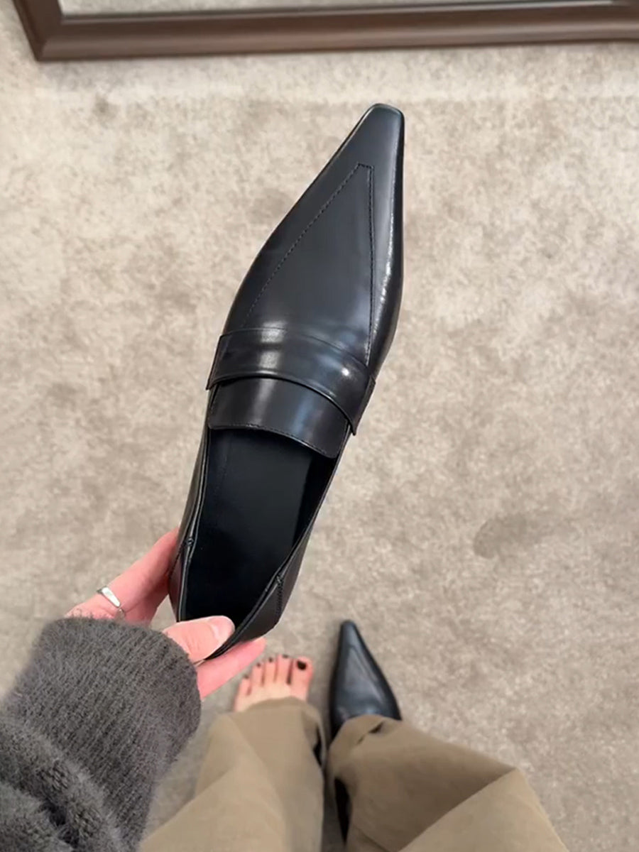 Pointed Shallow Kitten-Heel Loafers_BDHL7834