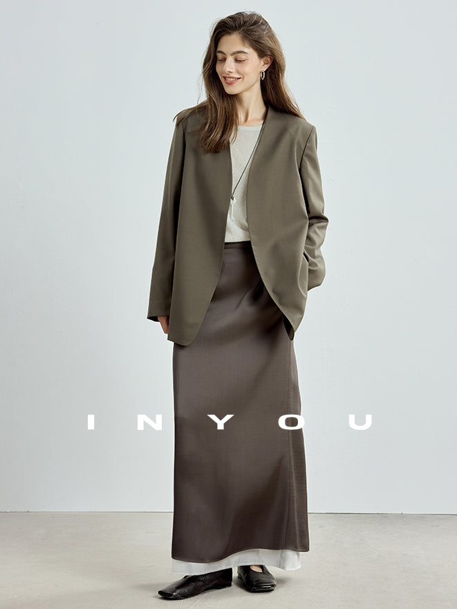 Double-Layer Back Slit Skirt_BDHL7718