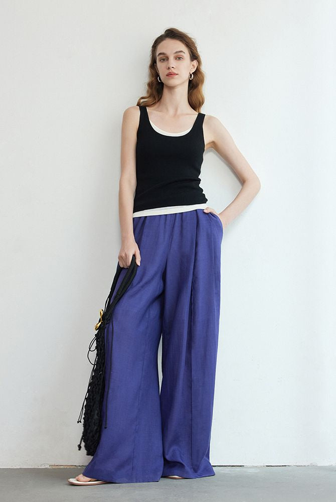 High Waist Draped Mop Pants_BDHL6150