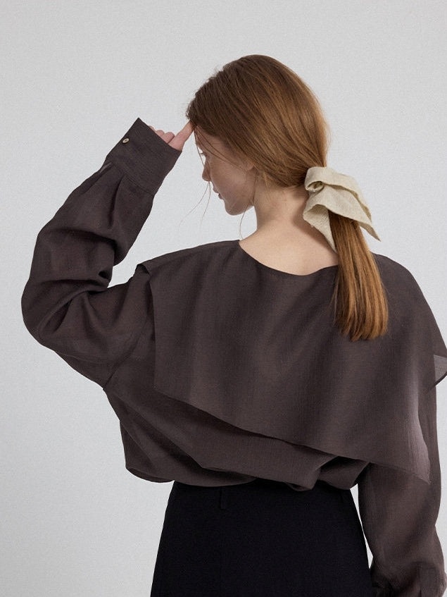 Asymmetrical Loose-Collar Blouse_BDHL8155
