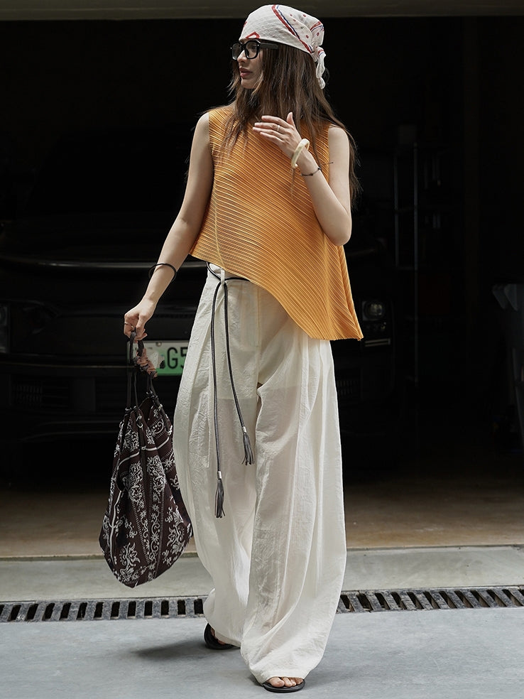 Irregular Round Neck Sleeveless Tops_BDHL7627