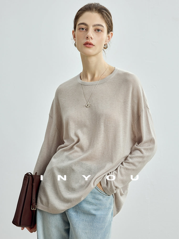 Round-Neck Loose-Fit Knit Tops_BDHL7752