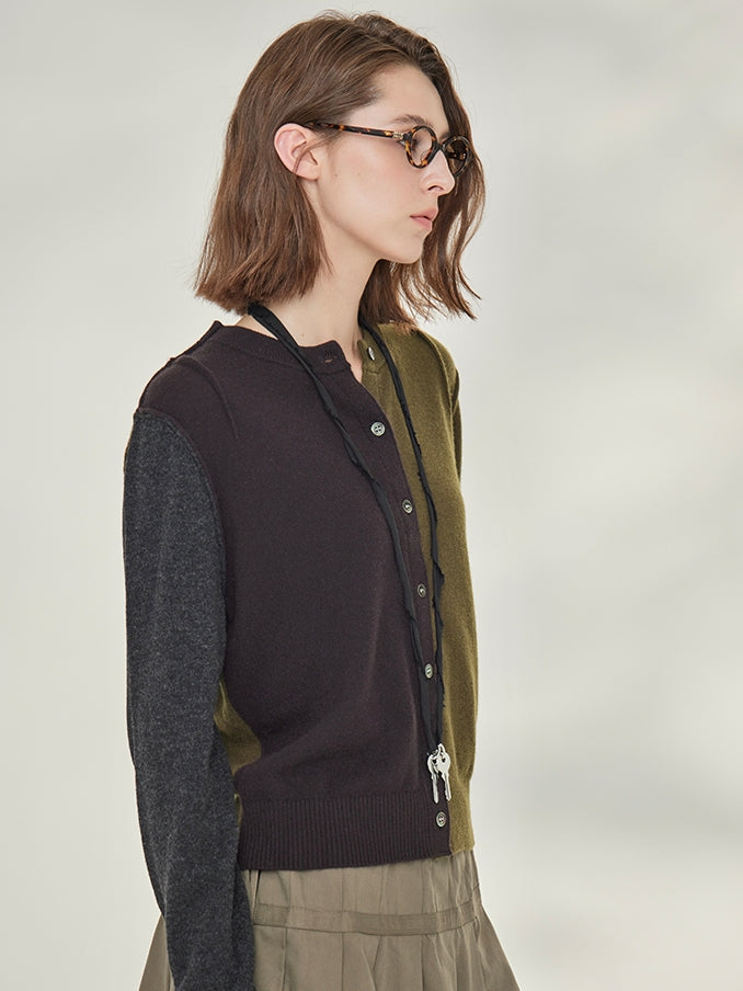 Contrast-Color Knit Cardigan_BDHL7745