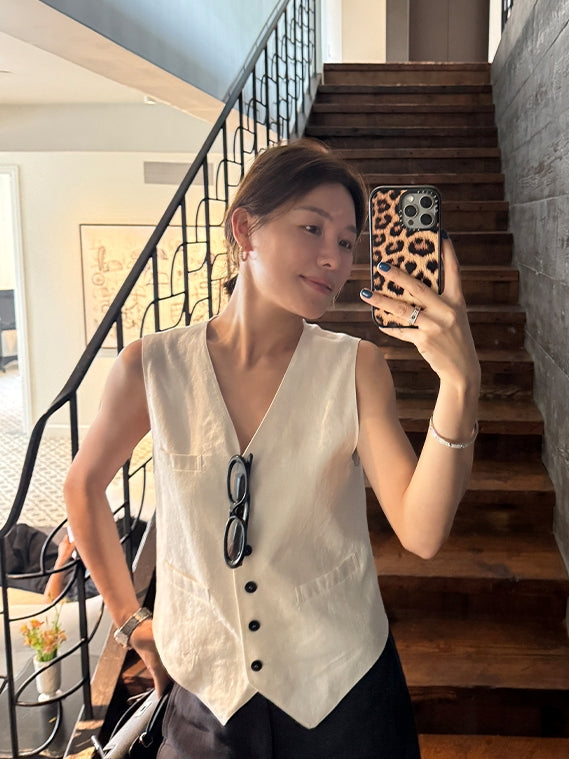 V-Neck Multi-Button Vest_BDHL7614