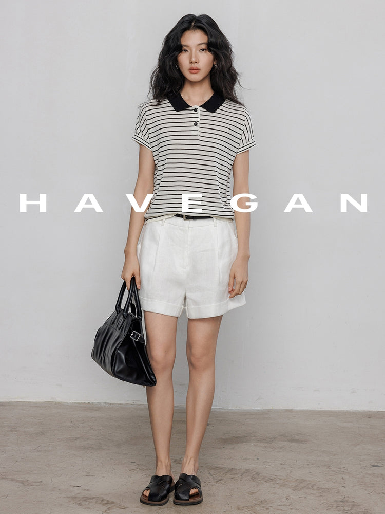 Polo Collar Border Tops_BDHL7232