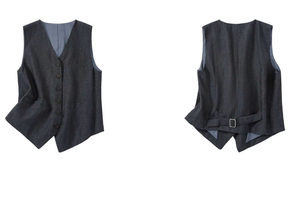 V-Neck Multi-Button Vest_BDHL7614