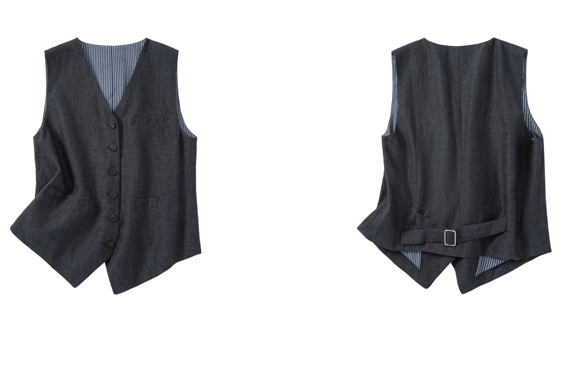 V-Neck Multi-Button Vest_BDHL7614