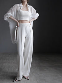 High-waisted slim draped Pants_BDHL7419