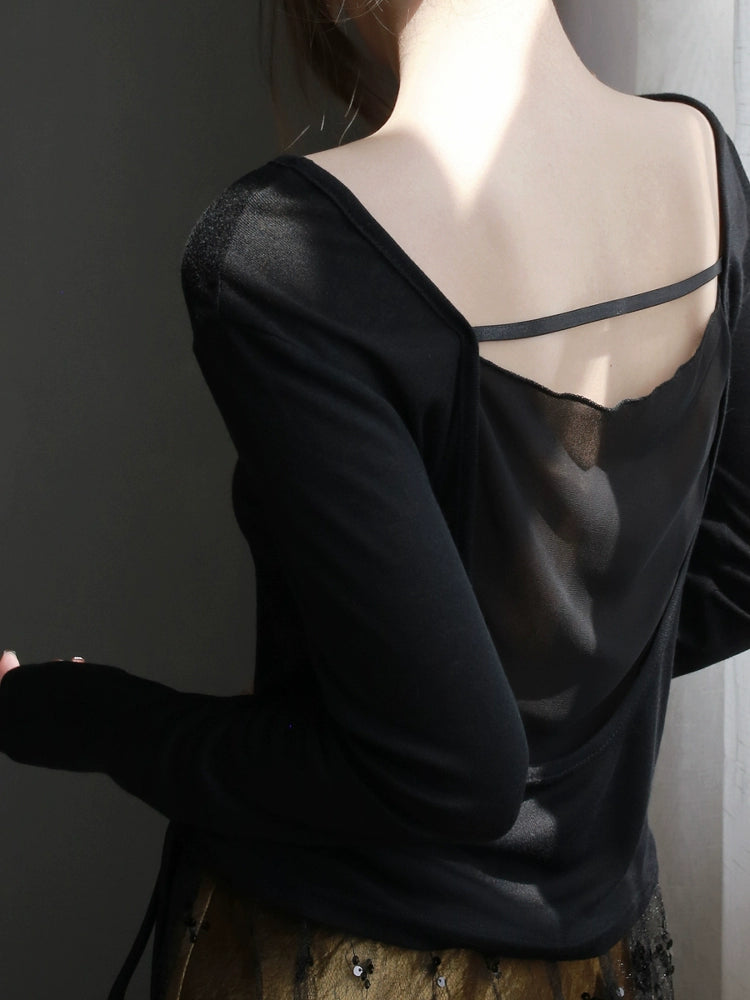 Slim Fit Mesh Stitch Long Sleeve Base Top_BDHL7308