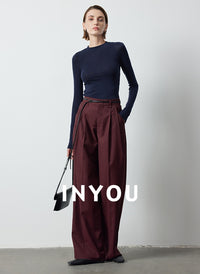 Straight Wide Pleated Pants_BDHL6389