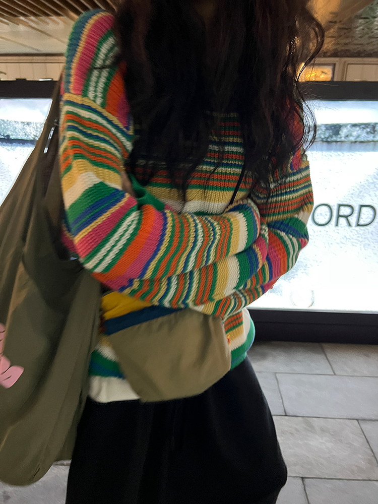 Multi-Coloured Loose Stripe Pullover_BDHL6731