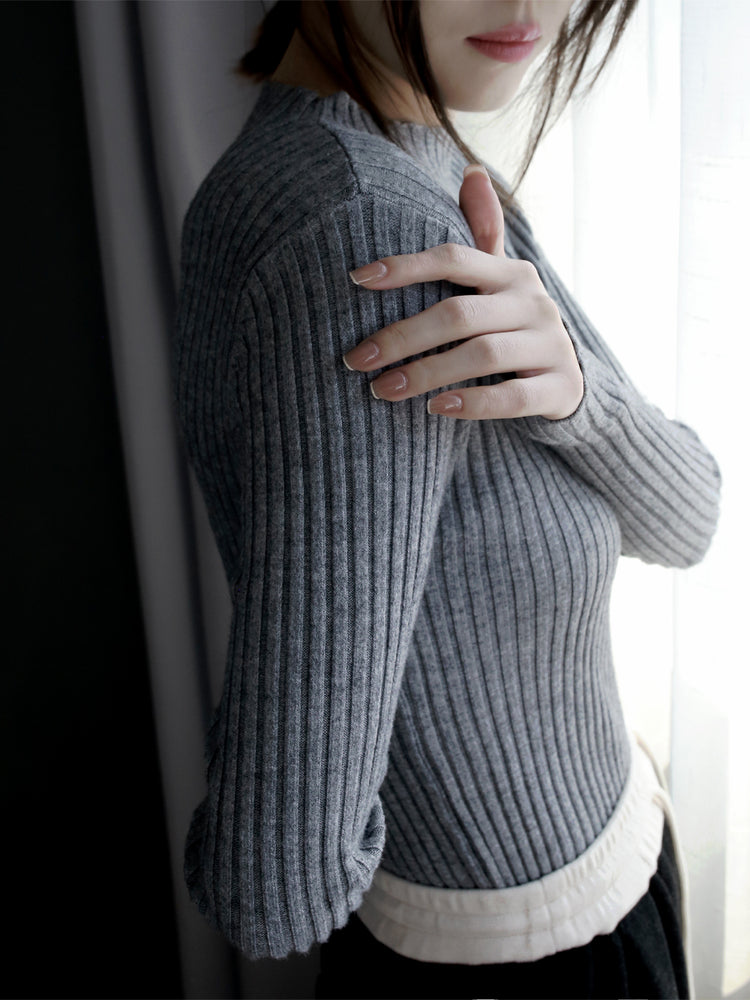 Half-Turtleneck Slim Rib Knit_BDHL6874