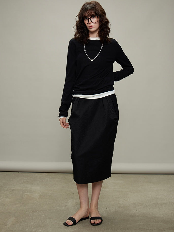 Bud Pleated Skirt & Round Neck Vest_BDHL6331