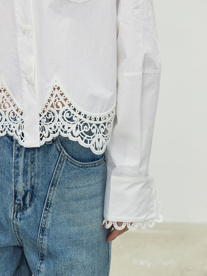 Lace Hollow Hem Shirt_BDHL7096