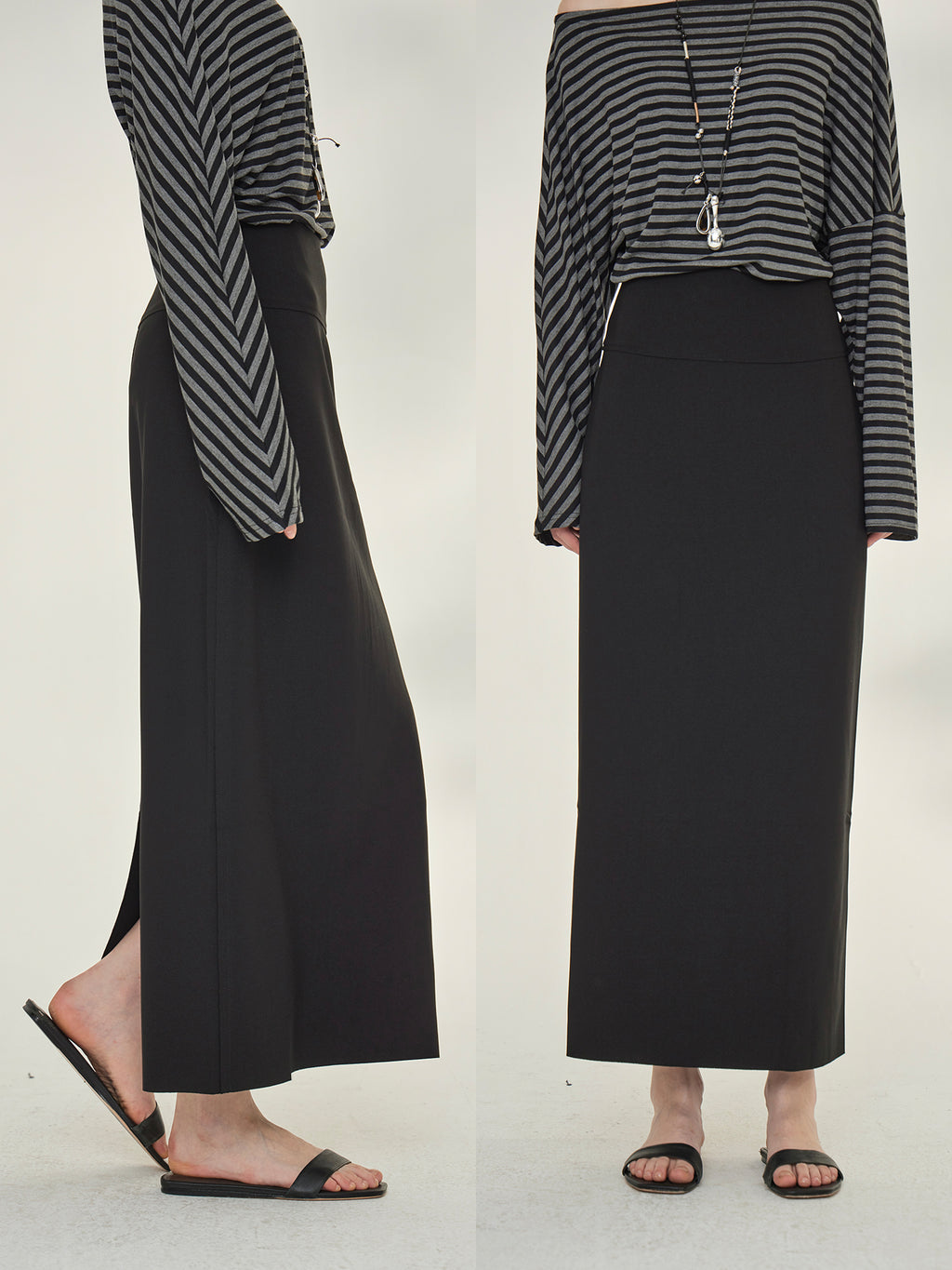 Striped Tops Or Stretch Slim Skirt_BDHL7739